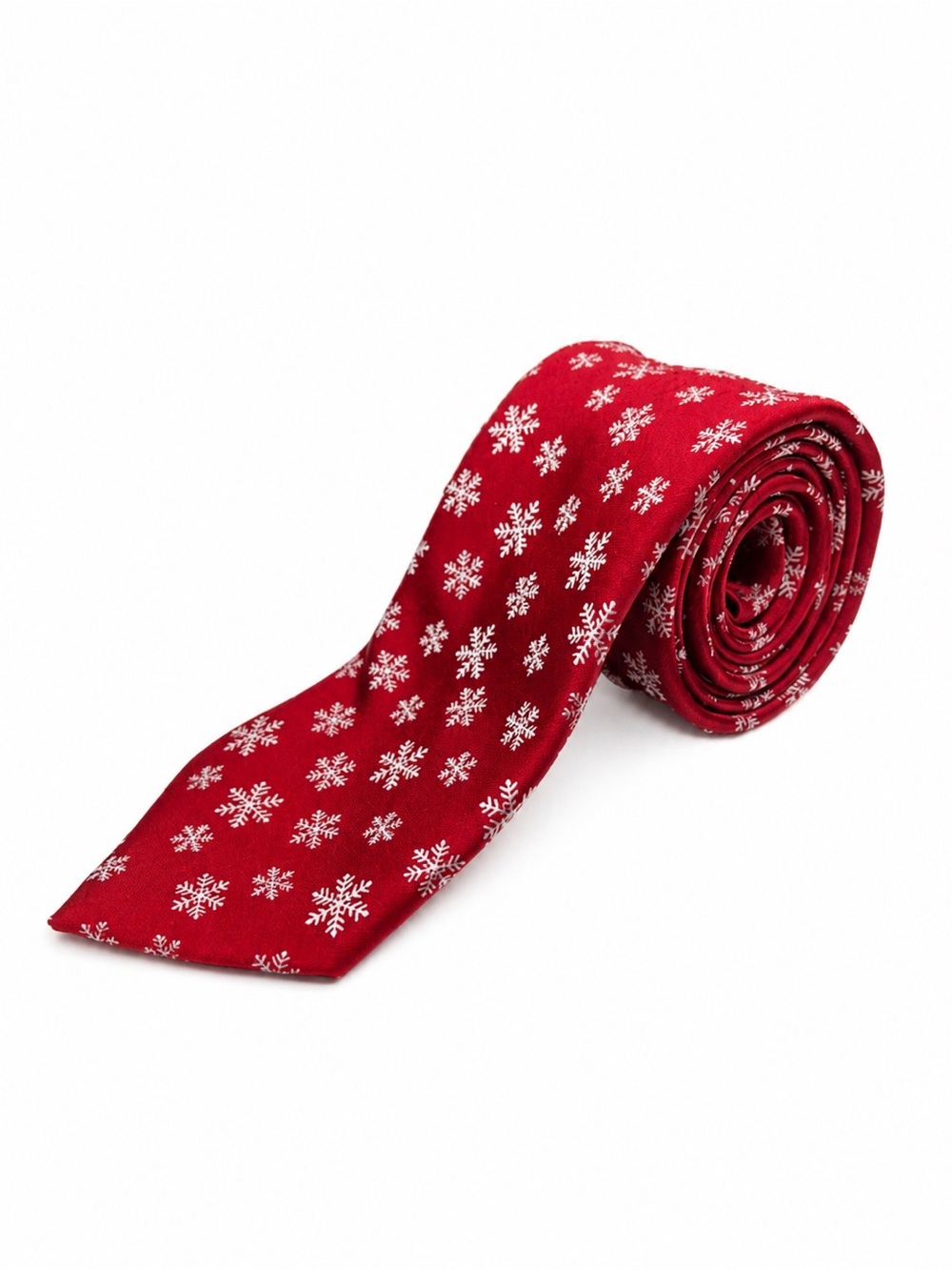 Noel Red Snowflake Christmas Tie Holiday Mens Necktie